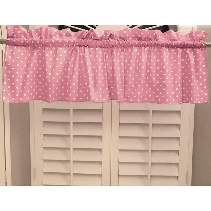 Cantonnière sur mesure en mélange de coton à pois 58 po Garaitz, L 58 po x L 24 po, Blanc / rose