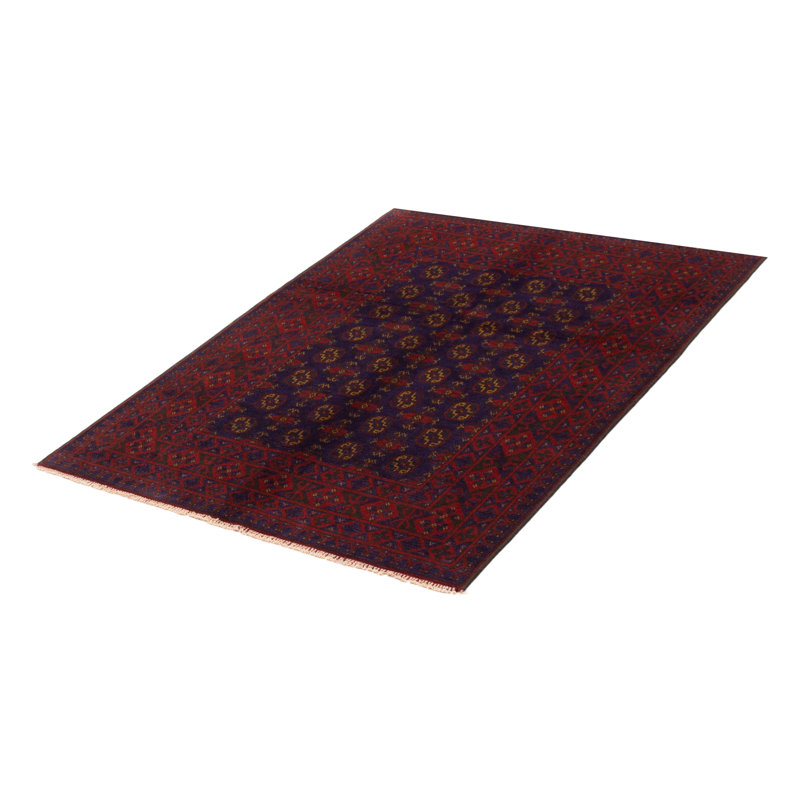Tapis unique en laine noué à la main 5 pi 0 po x 6 pi 5 po indigo Kargahi