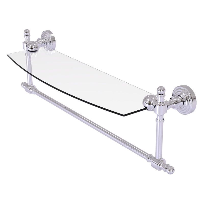 Retro Wave Bracket Shelf with Towel Bar, 22", Polished Chrome