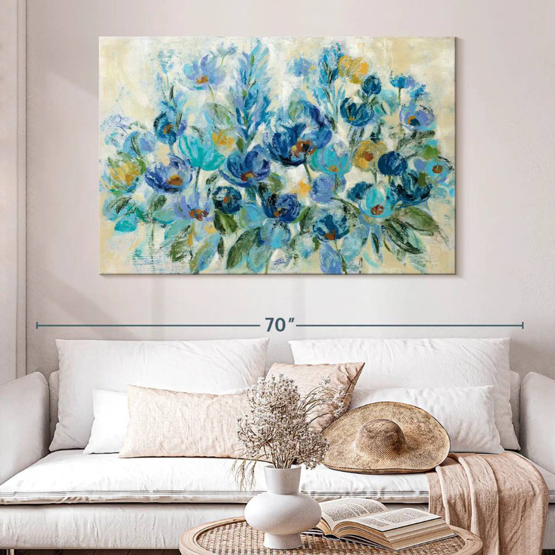 Avery Scattered Blue Flowers, 34" H x 51" W