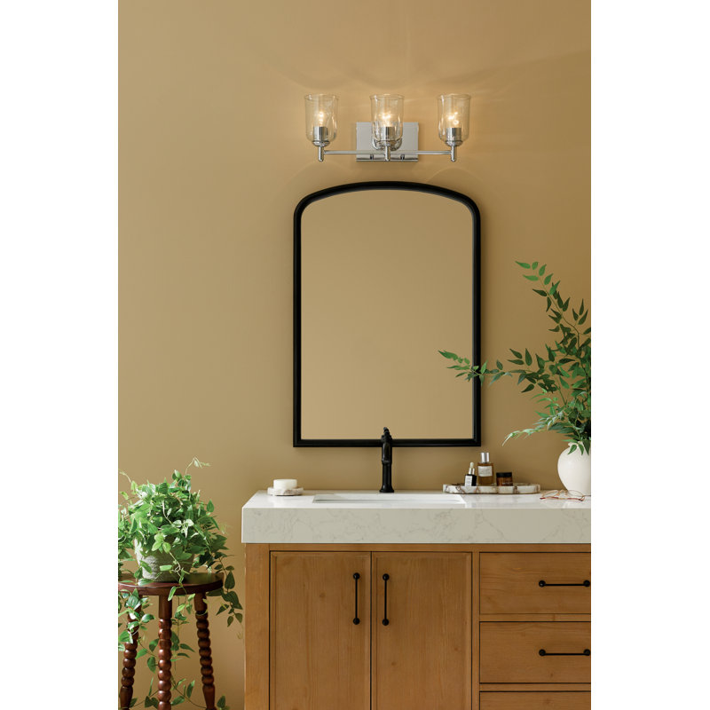 Éclairage pour salle de bain 3 lumières 21 po avec verre transparent 21 po, Chrome