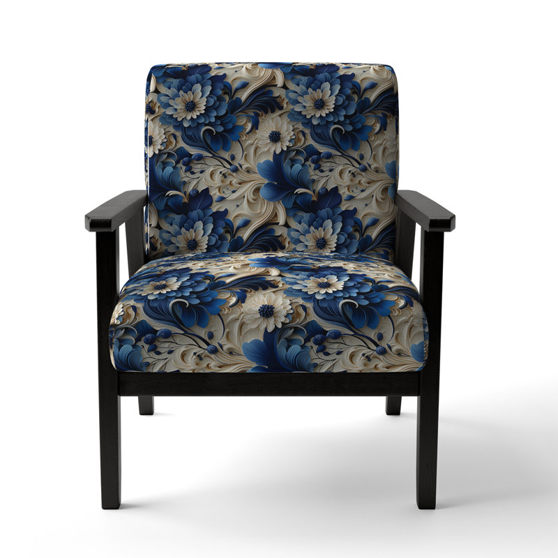 Chaise d'appoint florale Cobalt, Tourbillon de cobalt bleu tourbillonnant victorien