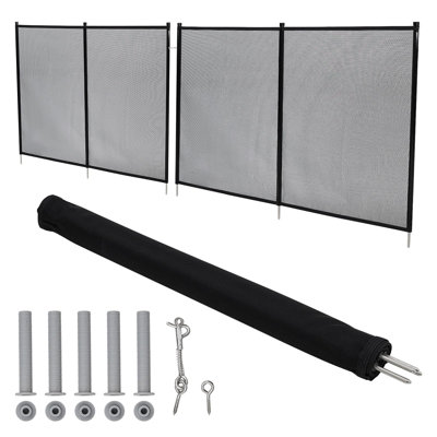 Pool Safety Fence 4Ft x 12Ft - Heavy Duty 320GSM Teslin Mesh with Rustproof Stainless Steel Frame | Removable & Expandable Swimming Pool Barrier for Inground/Above Ground Pools, Backyard, Pets, Kids