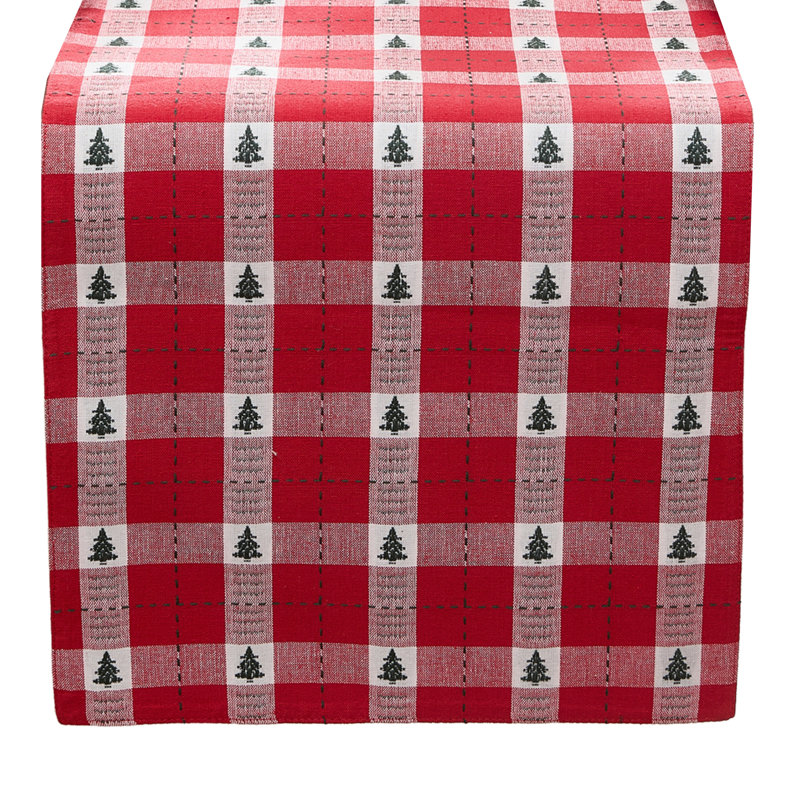 Chemin de table en coton Keandra, Rouge