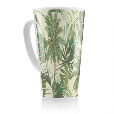 Tropical Leaves On Latte Mug