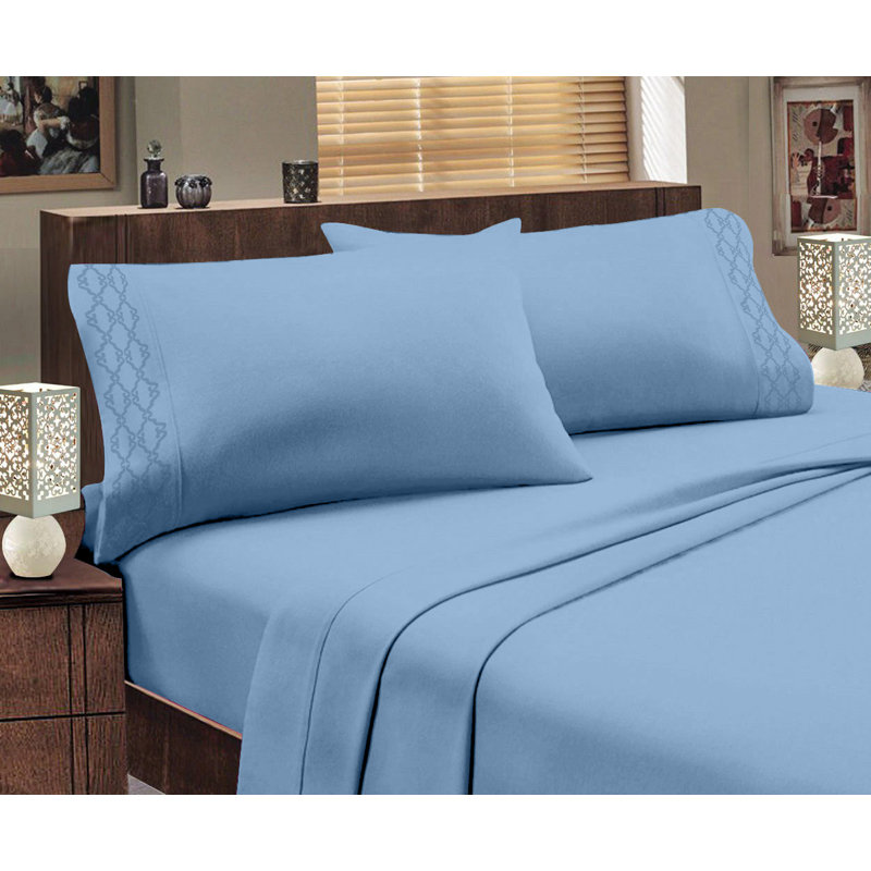 Ensemble de draps Chamberlain London, Ensemble de draps pour taille de lit très grand a, Bleu