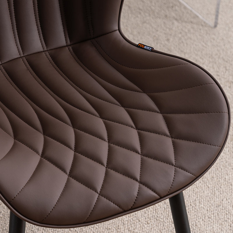 Chaise d'appoint rembourrée en similicuir avec structure en métal, Brun