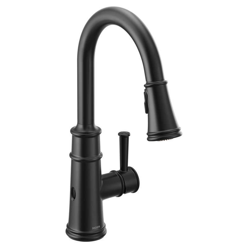Robinet de cuisine à poignée simple Moen Belfield MotionSense Wave avec technologie Power Clean, Noir