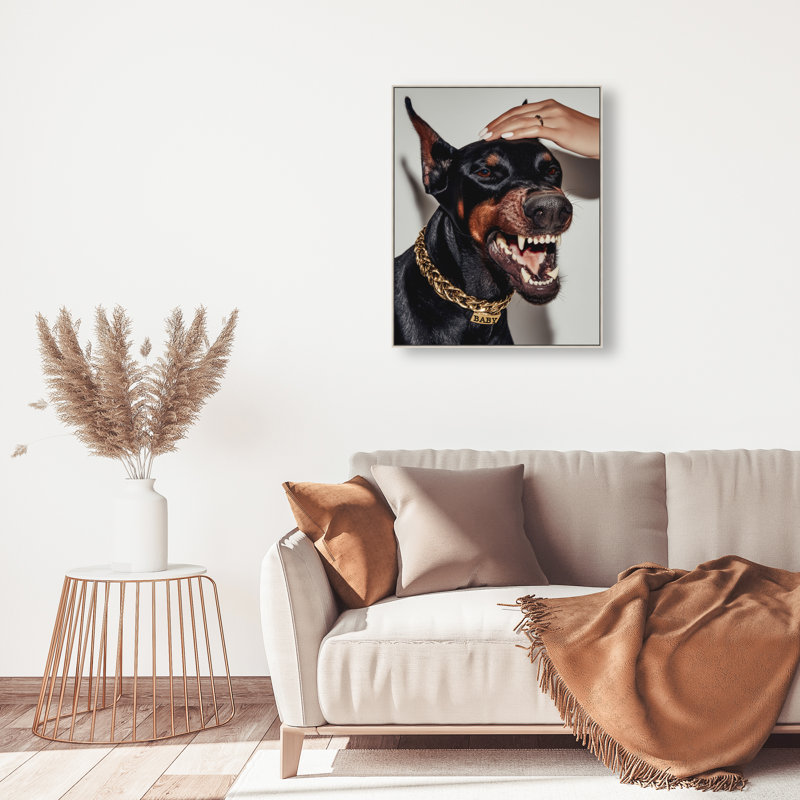 Baby Doberman Print by Oliver Gal, 37" H x 31" W, Silver Floater Frame