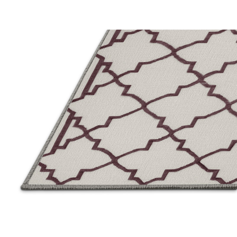 Tapis gris en treillis lavable à la machine, Rectangulaire 2 pi x 3 pi