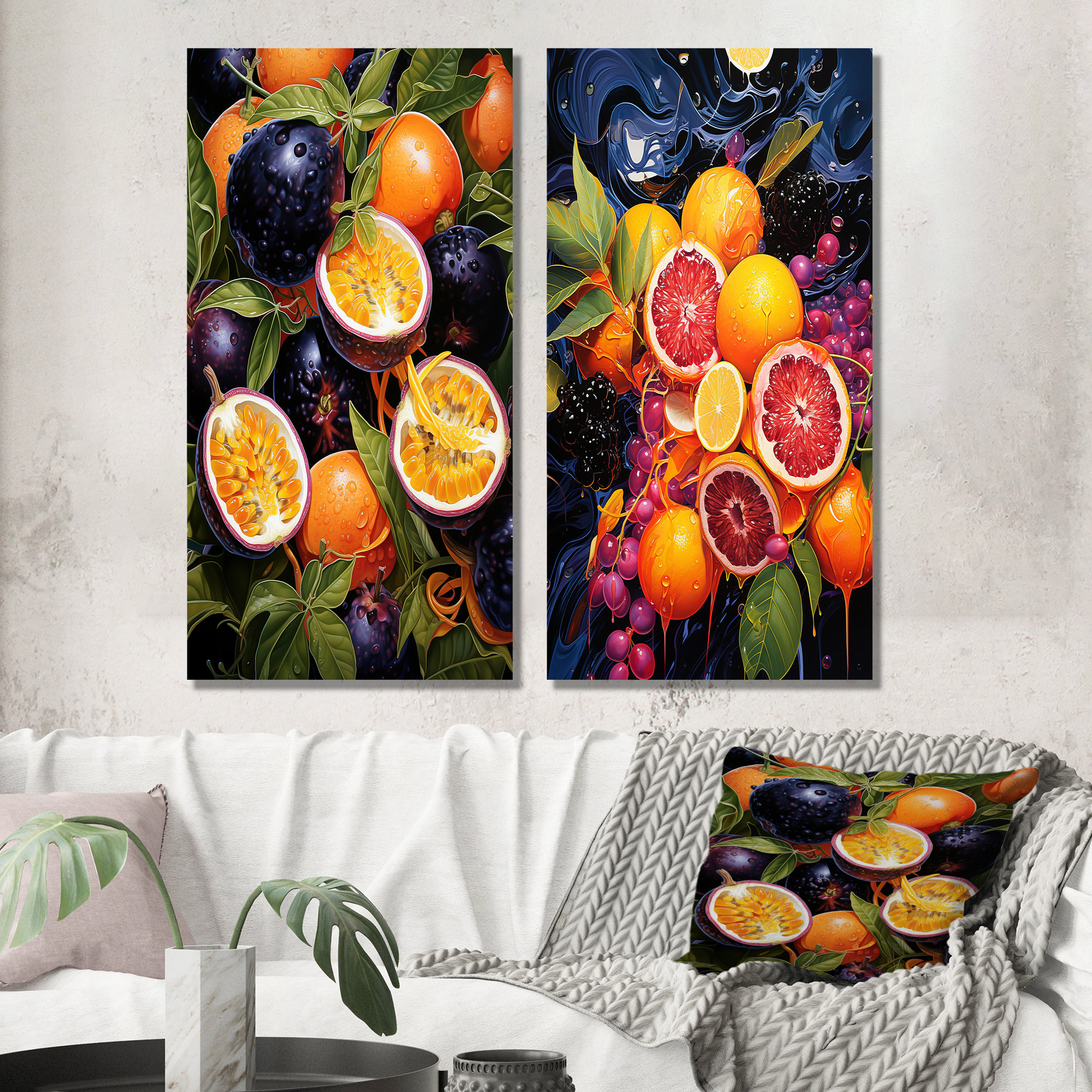 Lark Manor™ Electric Ebony Passionfruit Pulse Fruits Metal Wall Art