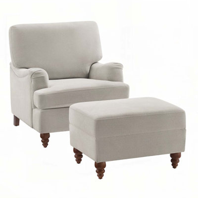 Upholstered Accent Chair with Ottoman