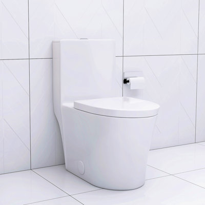 Porcelain Elongated Toilet With Efficient Flush And Long-Lasting Construction White 360 Degree Powerful