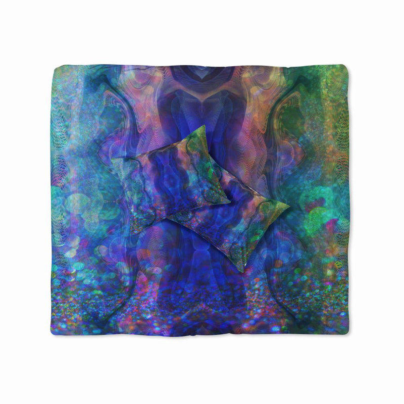 Ensemble de housse de couette Abstract Under The Sea, Housse de couette simple + 1 taie décorative stan