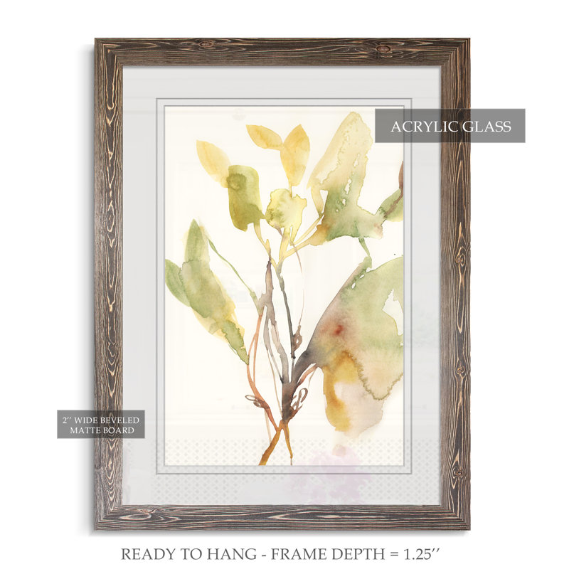 « ebbing leaves i »-cadre photo, reproduction d’art, H 38 po x l 28 po x P 1,25 po, Papier avec encadré espresso, Blanc