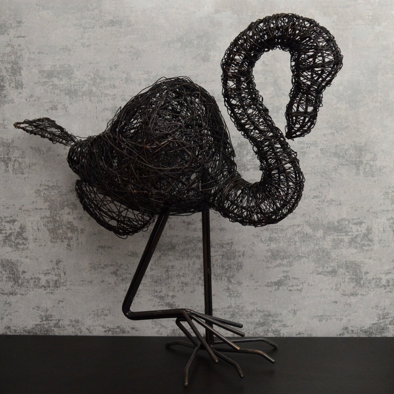 Fortside Flamingo Wire Black Sculpture, Antique Bronze