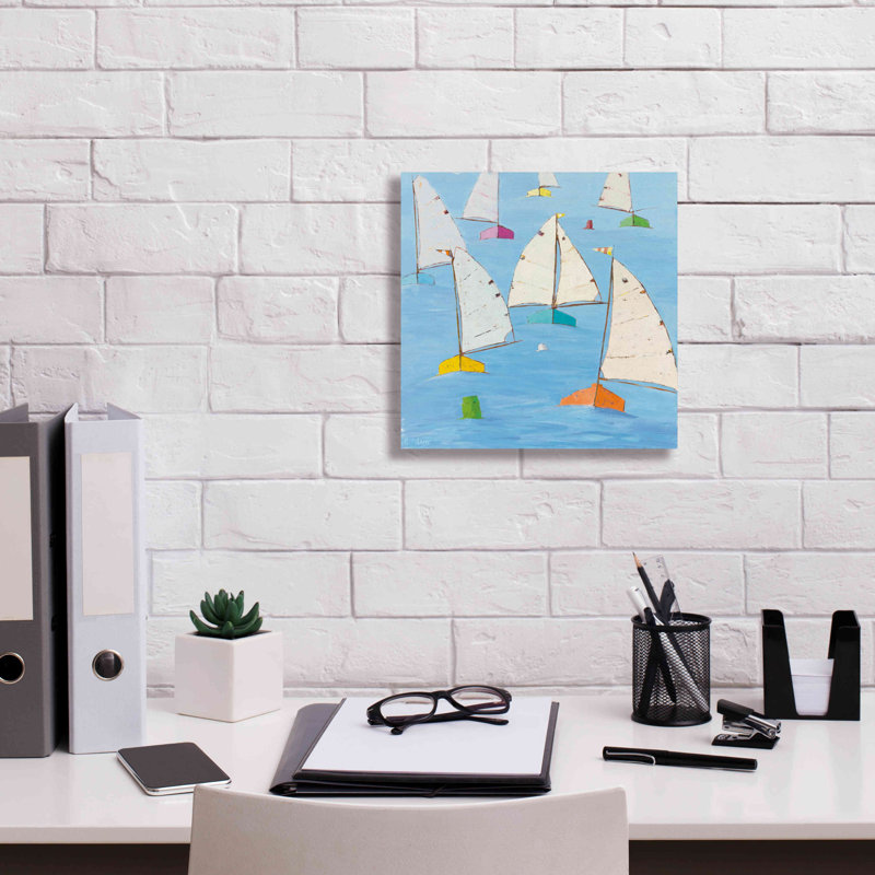 Regatta V - peinture sur toile tendue, H 12 po x l 12 po x P 0,75 po