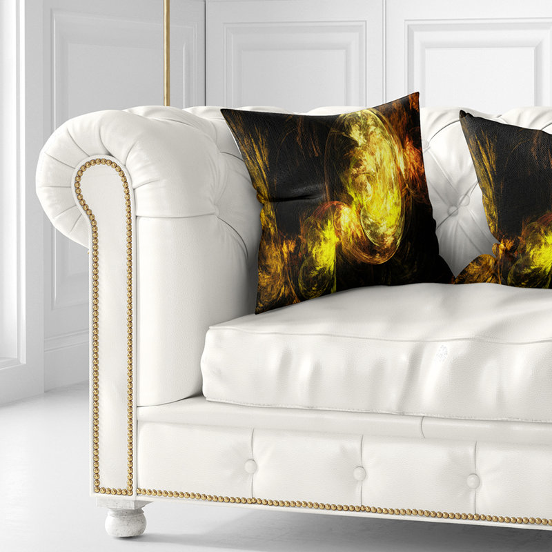 Abstract Throw Pillow, Brown Smoke Pattern Decor - Colored Smoke Brown, 16" x 16", Throw Pillow, Yellow/Black