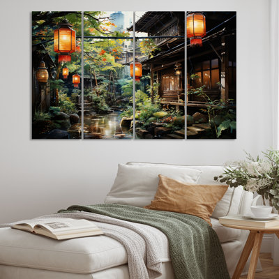 Lanterne en papier Japon Art Glow I sur toile, 4 pièces