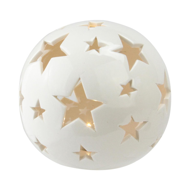 Boule de Noël à DEL 4,75 po à piles avec étoiles blanches