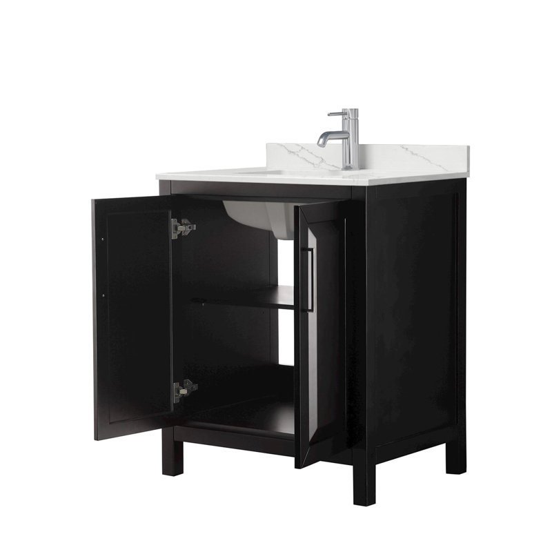 Daria 30'' W Vanity, White Quartz, Brown, Polished Chrome