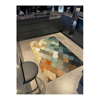 Machine Washable Sun Collection Multicolor Abstract Shapes Patterned Woven Base Modern Decorative Area Rug