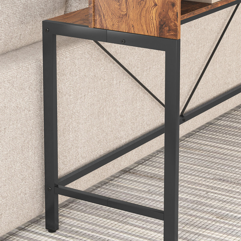 70.9'' Console Table, Black/Rustic Brown