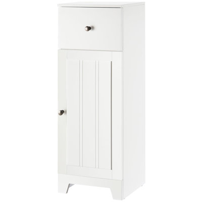 Kleankin Short Bathroom Storage Cabinet, Cabinet Organizer With 1 Drawer And Adjustable Shelf For Living Room, White by Ophelia & Co.