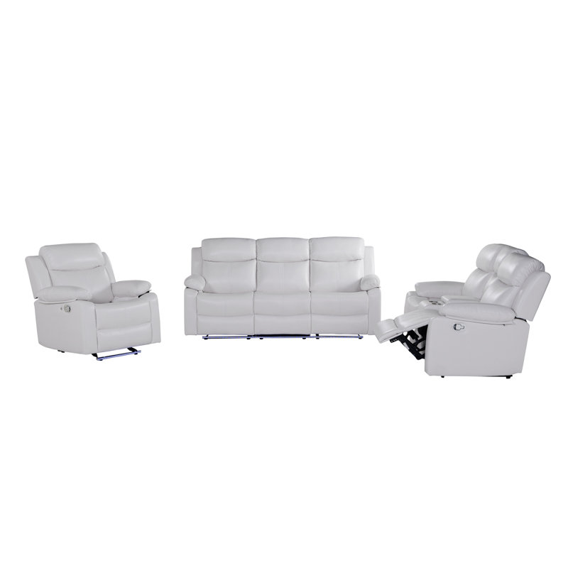 Blanche White Glider Recliner With LED Light