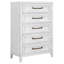 Commode haute Leva, bois d'acacia blanc vieilli, 5 tiroirs