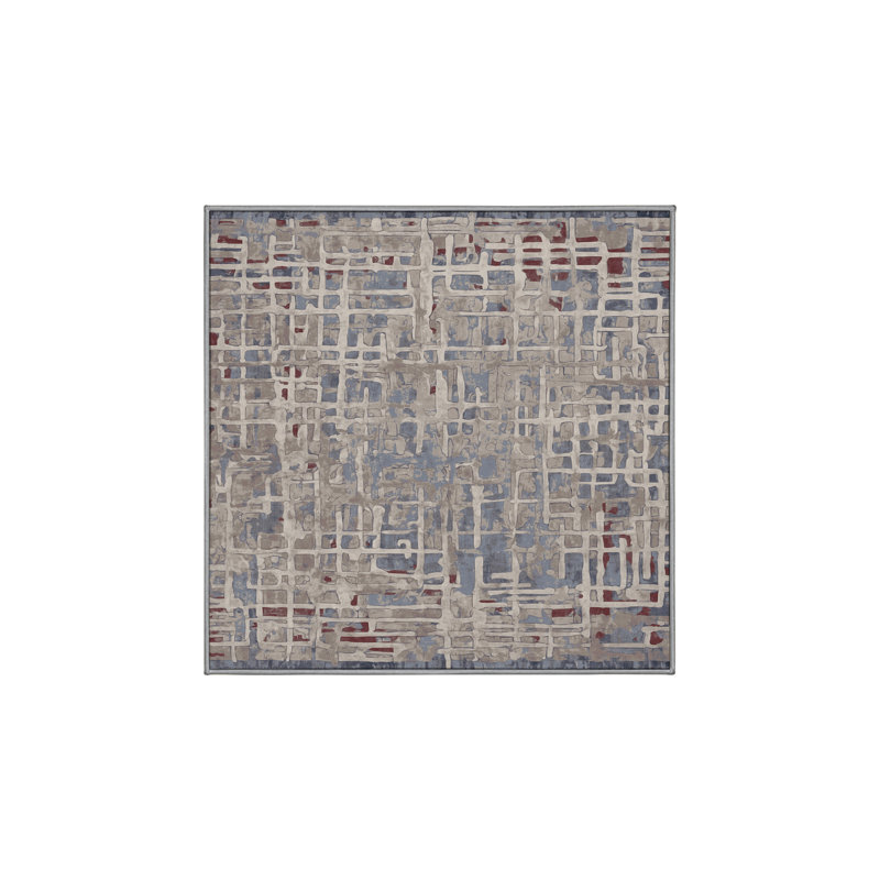 Tapis gris lavable à la machine, Carré 7 pi