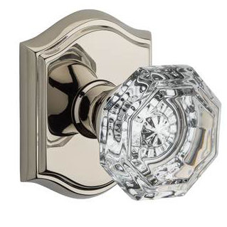 Crystal Privacy Door Knob with Traditional Arch Rose Baldwin 