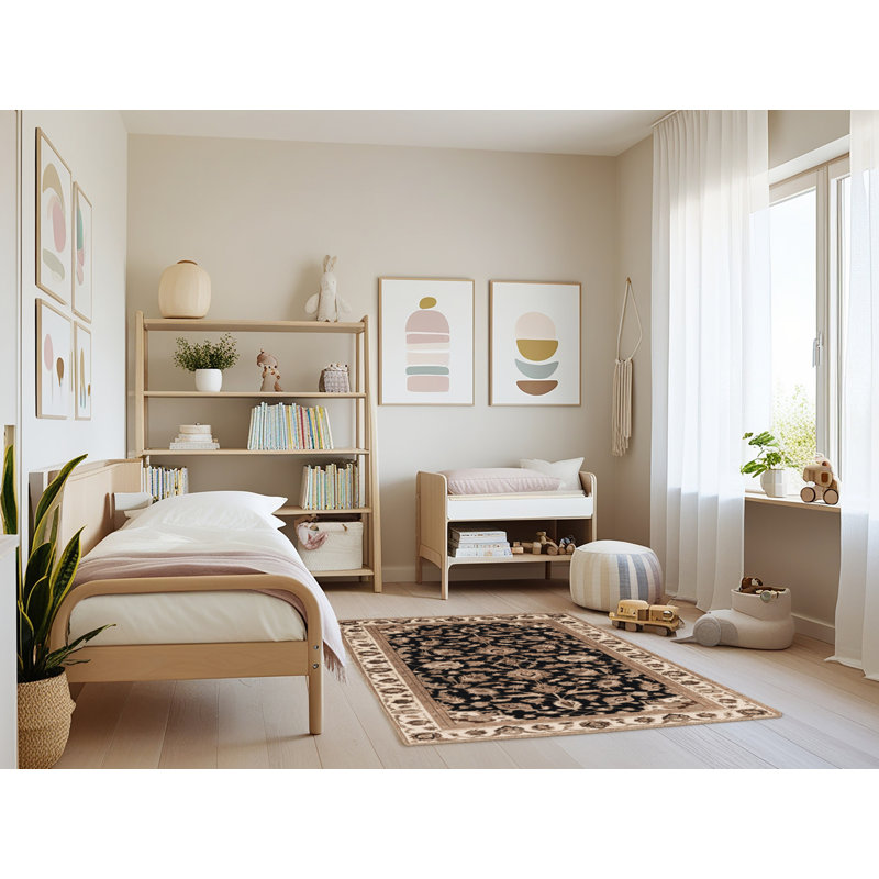 Tapis beige lavable à la machine, Rectangle 4 pi x 6 pi