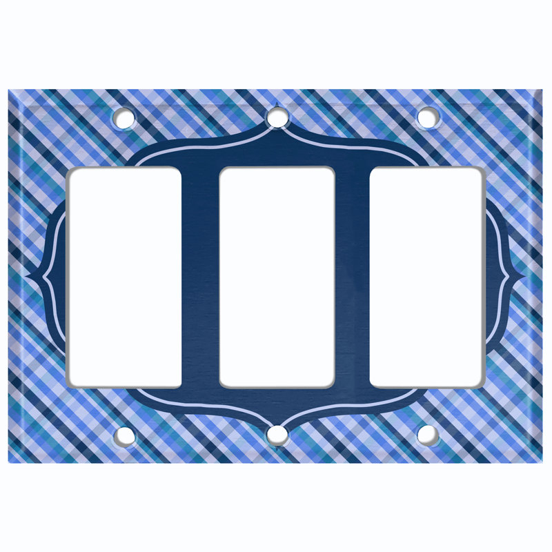 Patterned 3 - Gang Toggle Light Switch Standard Wall Plate, Blue