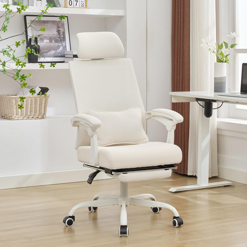 Chaise de bureau ergonomique à haut dossier avec repose-pieds réglable et siège en mousse à mémoire de forme moelleux