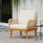 Outdoor Wood Club Chair With Weather- Rope Material, 28.81" X 27.36" 31.42 Weave - Design, 28"w 27"d 31.5"h