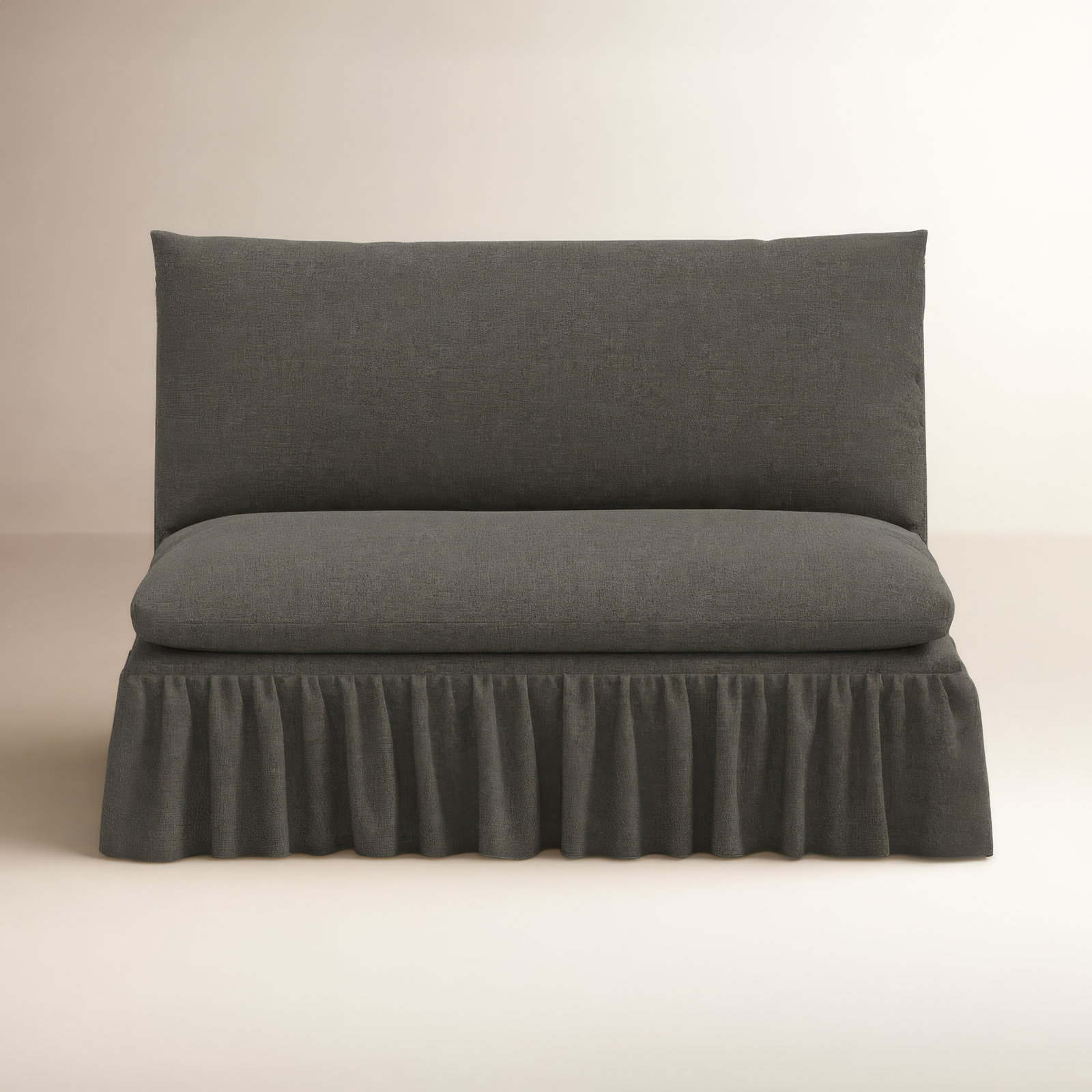 Stoffer Home x Cloth & Co. Thelma 47" Linen Settee, Zuma Charcoal Textured Linen
