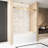 Single Sliding Shower Door With 1/4" 6 Mm  Clear Tempered Glass, Proof Film, Stainless Steel Square Tube Track, Brushed Gold Finish, Bottom Water Barrier, Smooth Sliding, High - Strength Glass 56