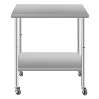 Tock 30" x 24" Stainless Steel Work Table with Under Shelf & Wheels