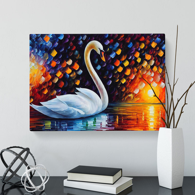 Swan Painting Vol.2 Abstract - Wrapped Canvas, 50cm H x 76cm W x 3cm D