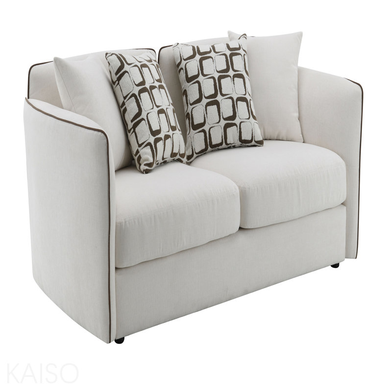 Causeuse beige en chenille avec 4 coussins