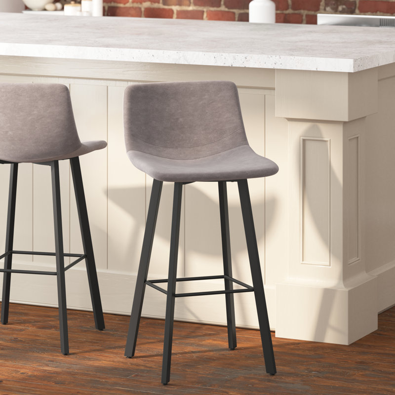 Brandy Upholstered Counter Stool with Metal Frame, Gray