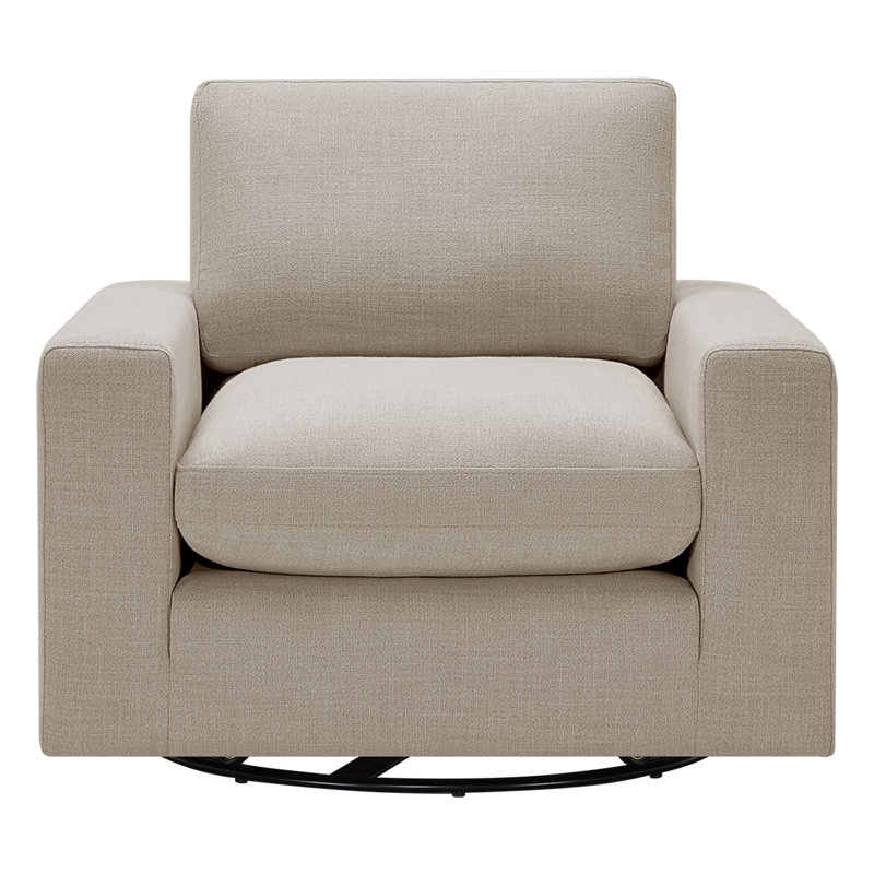 Asher Upholstered Swivel Club Chair, Effie Flax Performance Linen
