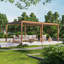 Pergola en aluminium avec auvent à persiennes-98944513-136087009