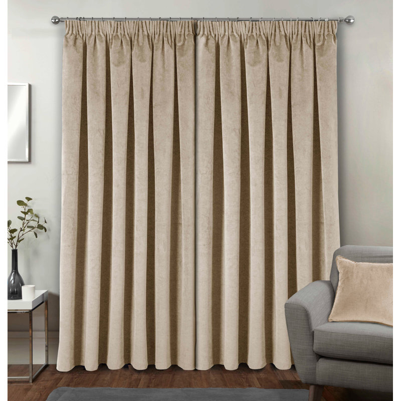 Alene Blackout Curtain Panel Pair, 117cm Width x 137cm Drop, Cream, 2