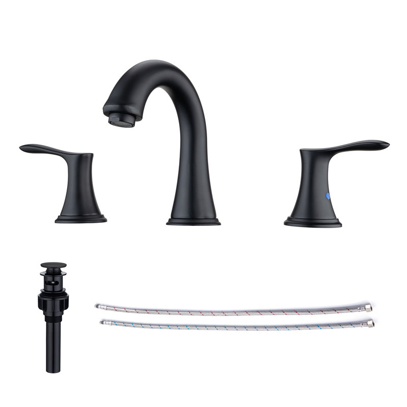 2-handle Bathroom Faucet with Drain Assembly, Matte Black