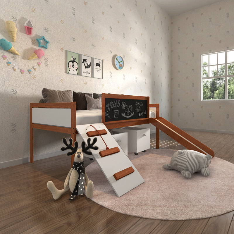 Schlemmer Twin Solid Wood Platform Loft Bed by Zoomie Kids, Espresso/White