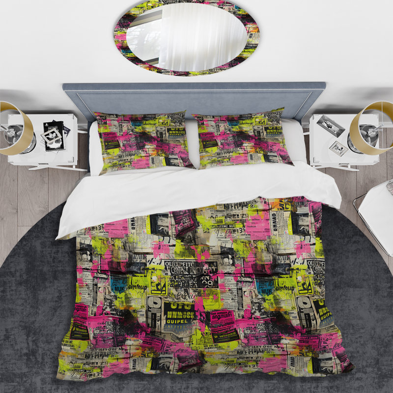 Ensemble de housse de couette Popart Neon, Housse de couette pour très grand lit et 2 très