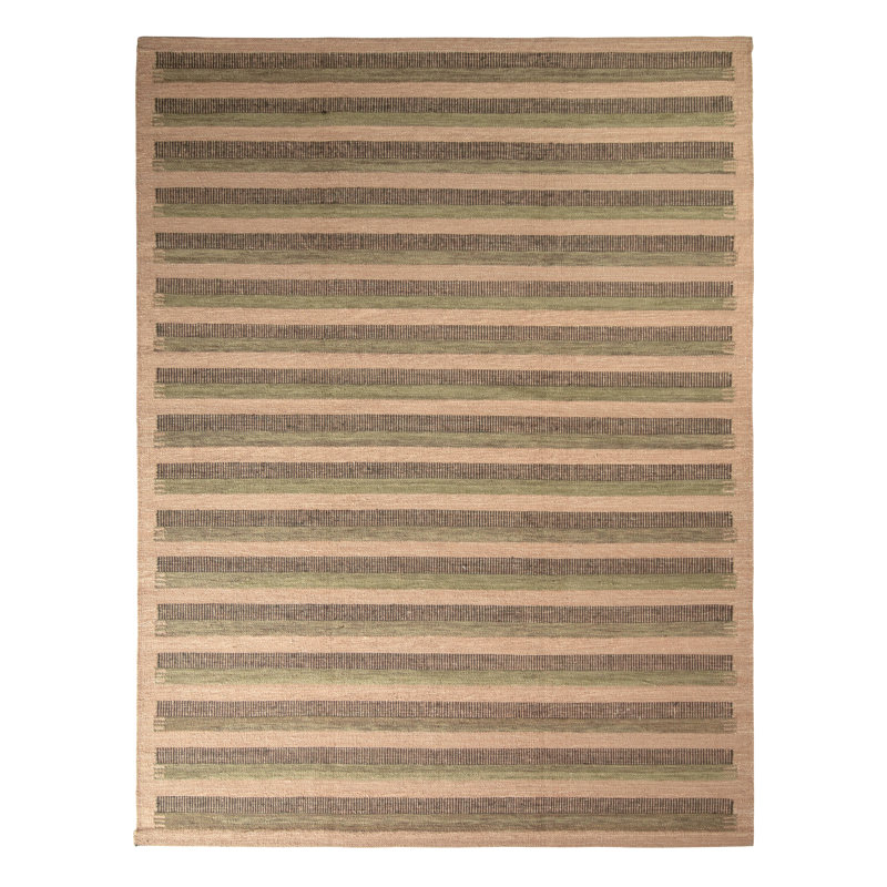 Scandinavian Hand Knotted Wool Geometric Area Rug, Rectangle 9' x 12'