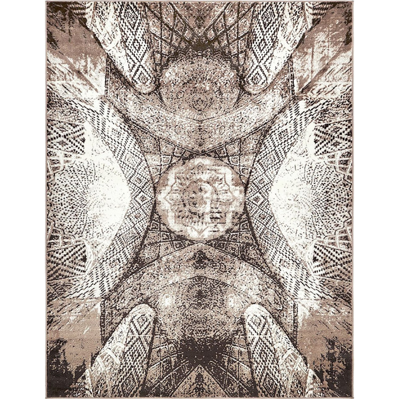Tapis à motif oriental brun Ahron, Rectangle 9 pi x 12 pi